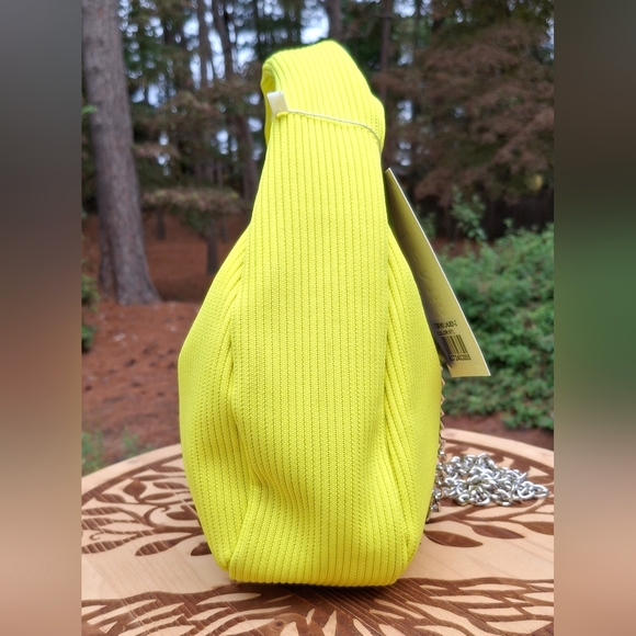 Le Miel Vegan PETA Approved Bright Yellow Knit Two-Way Crossbody Bag - Picture 6 of 11